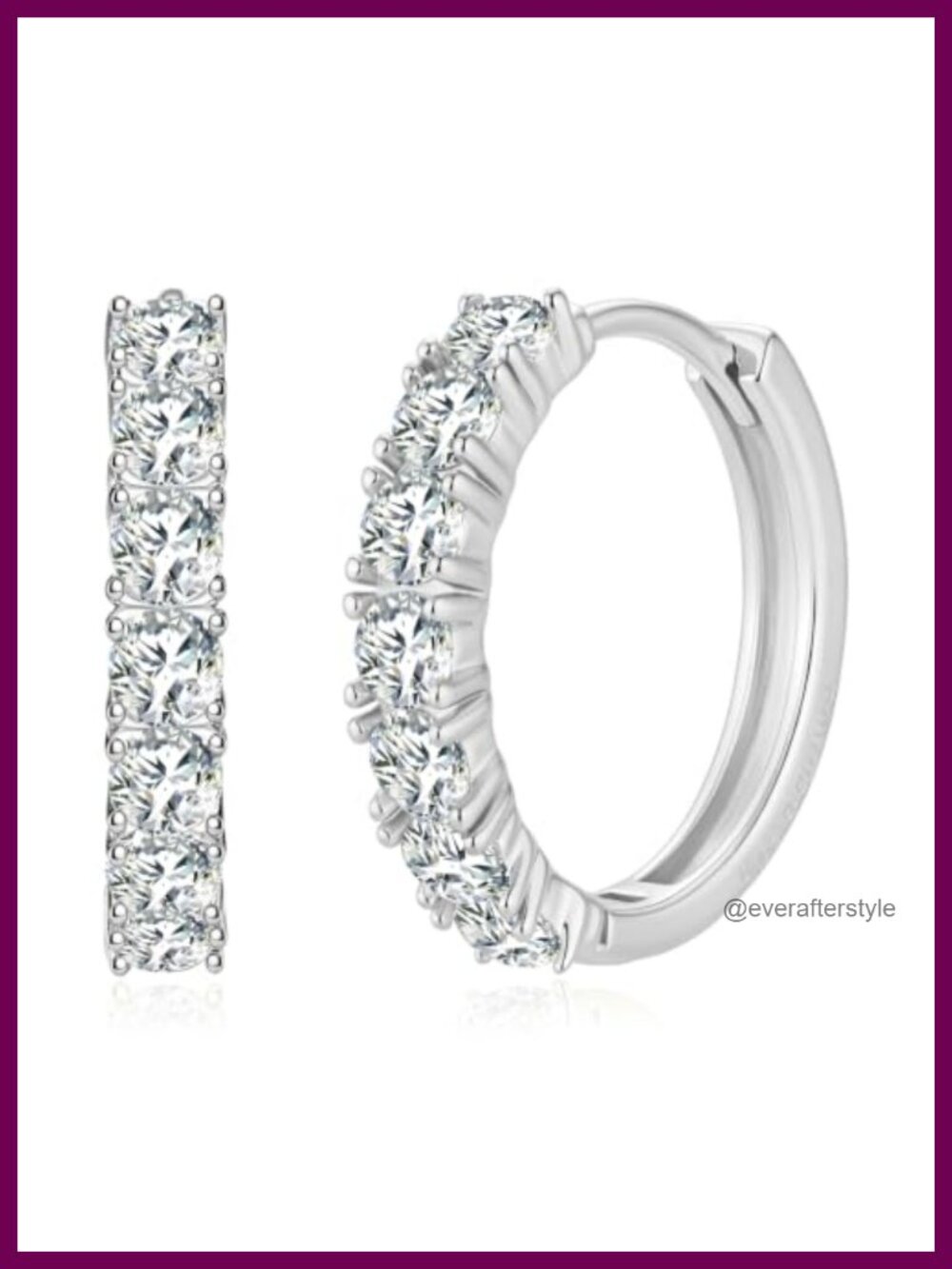 Sterling Silver Moissanite Huggie Hoop Earrings 1.15 CTW